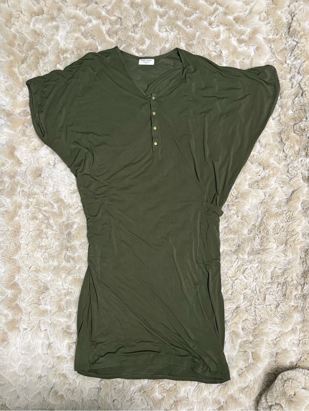 Dwell and Slumber Olive Green Women's Henley Tunic Dress